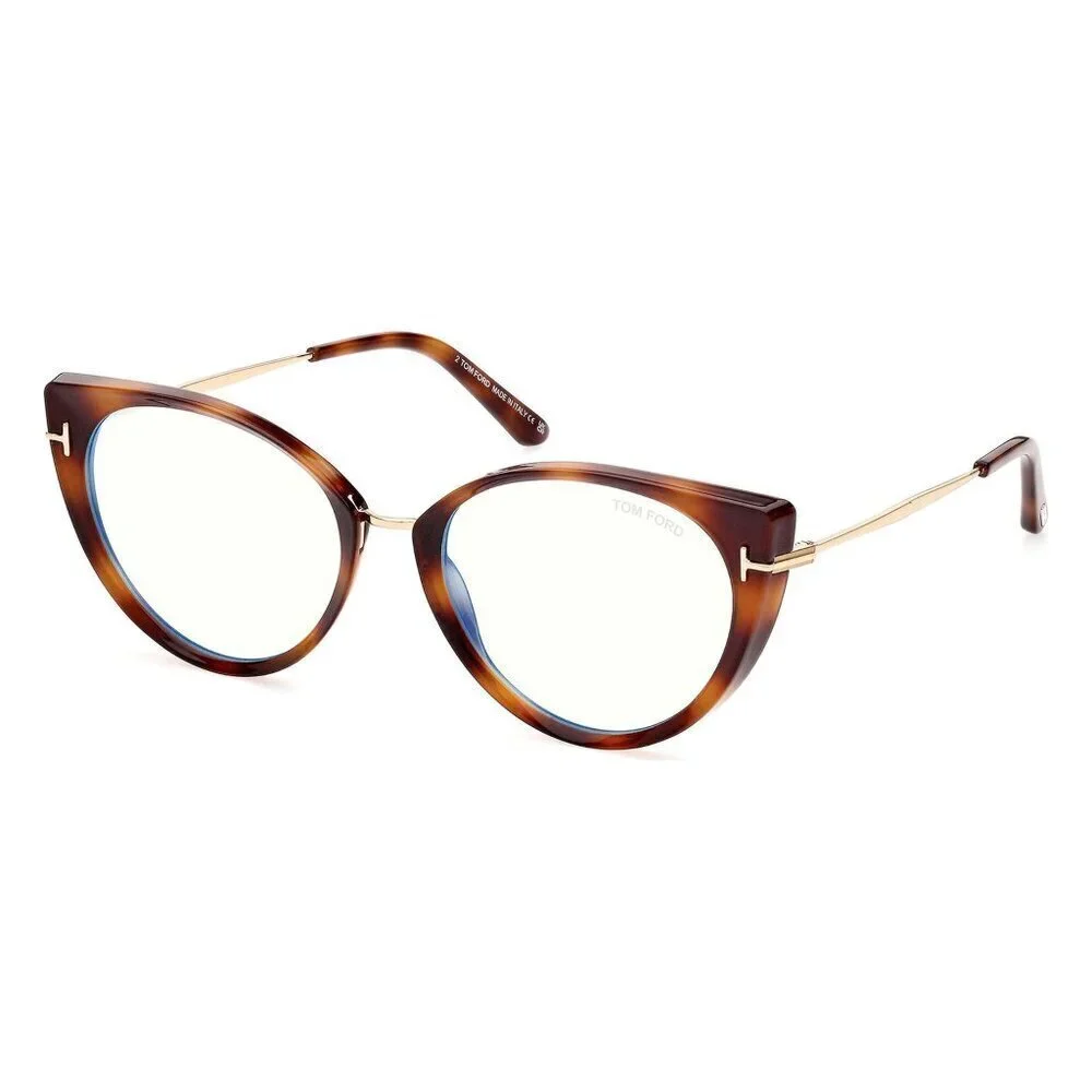 NWT Tom Ford FT5815-B Blonde Havana, Cat Eye 54mm Eyeglasses